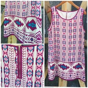 Pink Owl Purple Aztec Large Dress Sleeveless